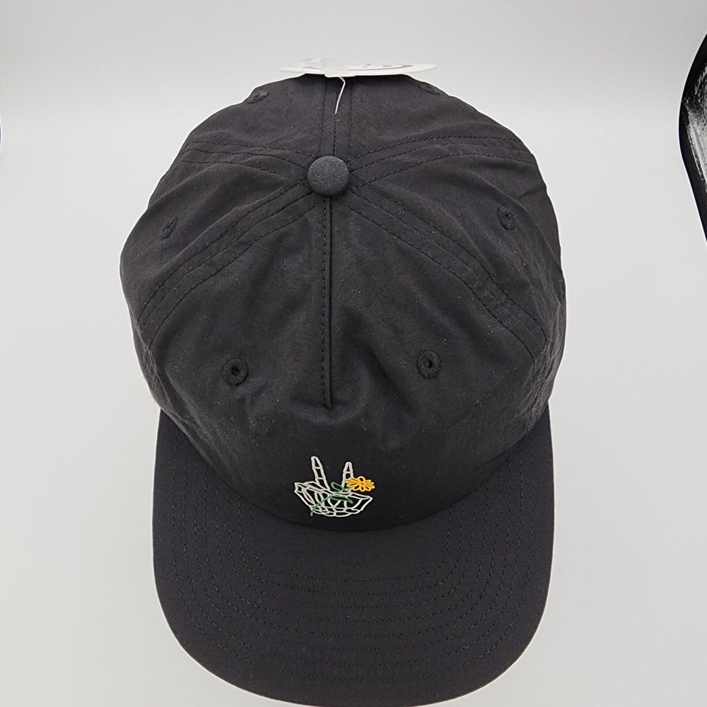 NEFF Pushing Up Daisies Hat Daily Flat Billed Strapback Black Nylon Cap NEW - Picture 4 of 16